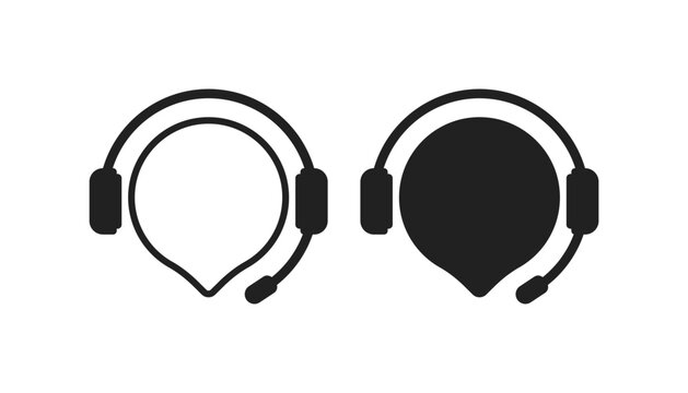 Support icons. Silhouette, headphones on head silhouette icons, support design. Vector icons