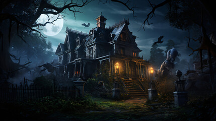 Fototapeta na wymiar Mysterious Haunted Mansion
