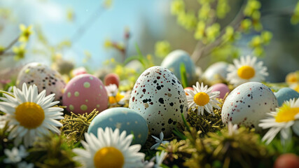 easter eggs in the grass