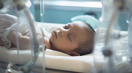 Baby sleeping in the incubator