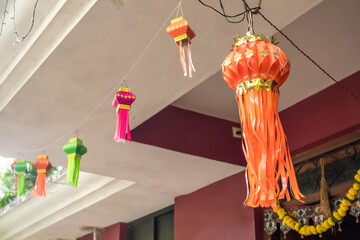 Traditional Diwali decorative paper lantern on street