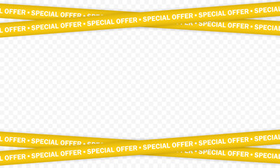 Special offer ribbons icons. Flat, yellow, transparent background, special offer ribbons, mockup for sign. Vector icon - obrazy, fototapety, plakaty