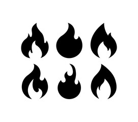 Fire icons set. Silhouette, fire icons for design. Vector icons