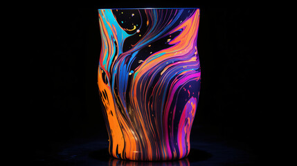 Fine art vase made of visualized sound waves neon