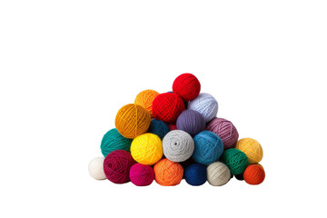 Fototapeta na wymiar Colorful balls of wool on concrete variety, Isolated on transparent PNG background, Generative ai