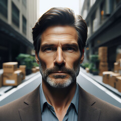 A middle-aged businessman.