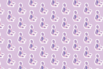 Vector Womens day element Seamless Pattern Background