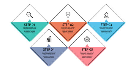 business infographic 5 parts or steps, there are icons, text, numbers. Can be used for presentation banners, workflow layouts, process diagrams, flow charts, info graphics, your business presentations