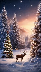 christmas deer in the snow