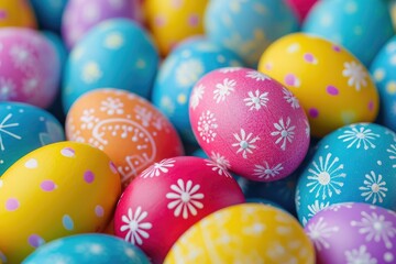 Fototapeta na wymiar Pile of colorful Easter eggs