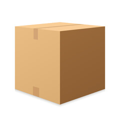 Orange box . Mock up Orange cardboard package box. Realistic box mockup for packaging. Blank white product packaging boxes isolated on white background. Vector