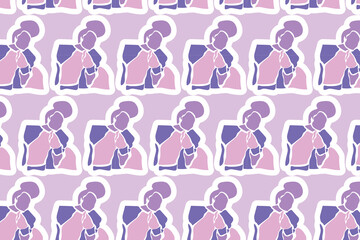 Vector Womens day element Seamless Pattern Background