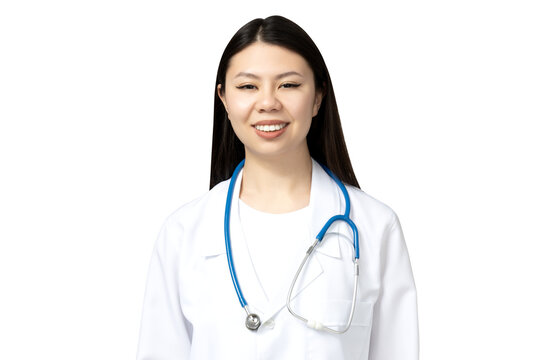 PNG, Asian girl as a doctor, isolated on white background.