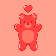 Jelly bears fruit gummy. Character Illustrator vector design. Jelly bears in Valentine's day.