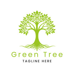 Creative green tree logo template