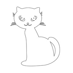 Cat animal cartoon vector line design & drawing