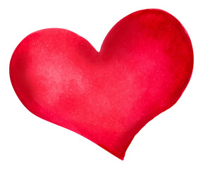 Red heart, design element for Valentine's Day, Mother's Day. Illustration with watercolor and marker. For holiday, card, carnival, birthday and children's illustration. Hand drawn heart.Love