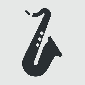 Saxophone. Fine flat vector icon