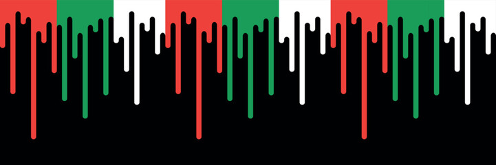 Crisis in Palestine. Bloodshed in Palestine concept. National flag of the Palestine. Support for Palestine. Abstract banner with copy space in Palestine flag colors. Palestinian refugees. Arab patriot