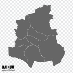 Blank map Kainuu Region  of  Finland. High quality map Kainuu on transparent background for your web site design, logo, app, UI.  Finland.  EPS10.