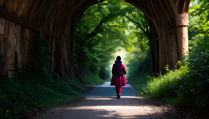 person walking in the park