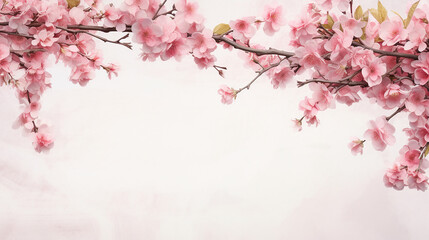 Fototapeta na wymiar Tree branch flower Photo Overlays Summer spring painted illustration background