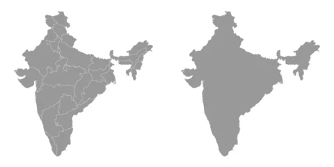 Fotobehang India grey map with administrative divisions. Vector illustration. © Ruslan
