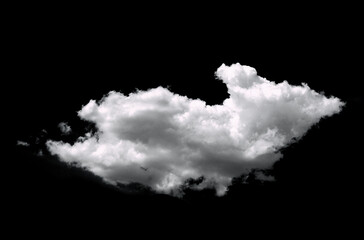 White clouds isolated on black background, clounds set on black. Sky design element. Brush