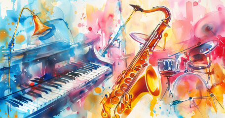 A melodic world depicted in watercolor, presenting a conceptual background that resonates with the vibrant and harmonious essence of the music.