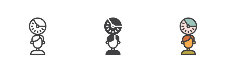 Person and clock different style icon set