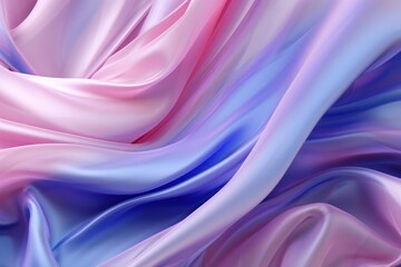 Folds of silk satin fabric lie beautifully on the table. Elegant pastel textile background for advertising goods and business.