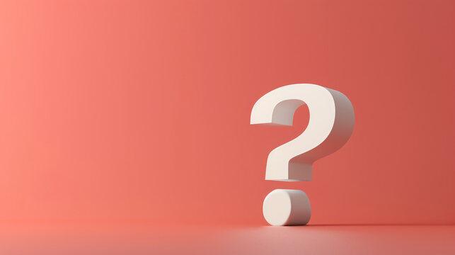White question mark on a light red background. "?" Symbol.