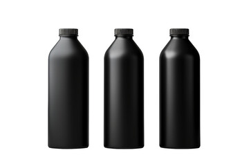 Cosmetics bottles, cream, isolated on white background, black bottle isolated on white