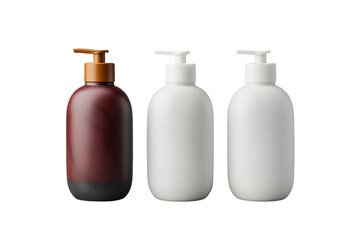 Cosmetics bottles, cream, isolated on white background, bottles isolated on white