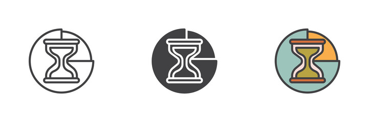 Hourglass diagram different style icon set