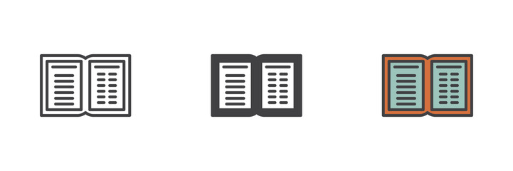 Planner, organizer book different style icon set