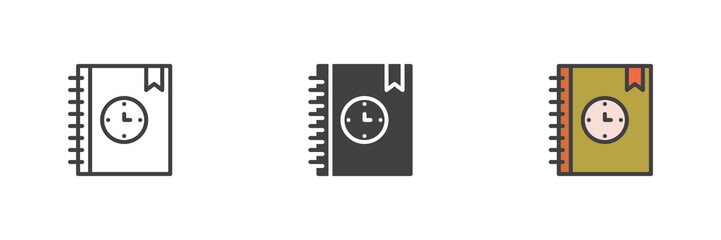 Agenda with clock different style icon set