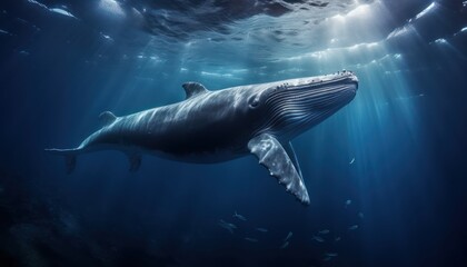 Fototapeta premium Majestic Sperm Whale Whale Swimming Gracefully in the Vast Ocean