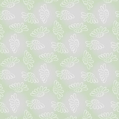 Seamless bicolor pattern with white daisies, on a light gradient background for fabric design, wallpaper, home tikstyl, wrapping paper.