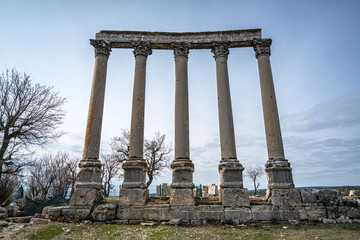 Scenic views from Uzuncaburç, is an archaeological site in Mersin Province, Turkey, containing the...