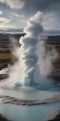 Obraz premium geysers erupting and hot springs steaming in the otherworldly landscapes of Iceland. ai generative