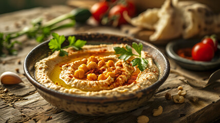 Savor the Flavor: Closeup of Traditional Authentic Hummus