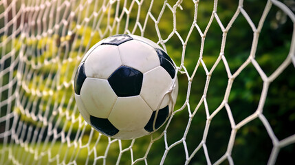 Close-Up Goal Celebration: Soccer Ball in the Net - 2024 Championship