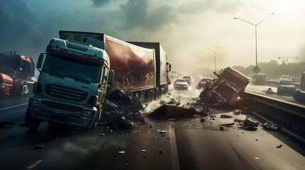 A serious accident between two lorries at a traffic light in Worcester, Breede River Valley, Western Cape, South Africa.