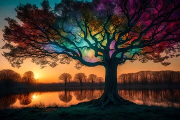 Fototapeta na wymiar tree in colorful background