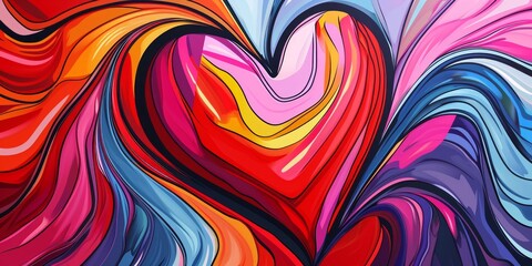 Abstract pop art romance for valentine, colorful backdrop, generative AI - obrazy, fototapety, plakaty
