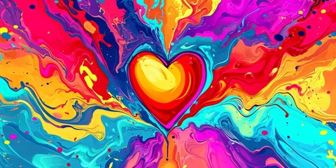 Tragetasche Abstract pop art romance for valentine, colorful backdrop, generative AI © avrezn