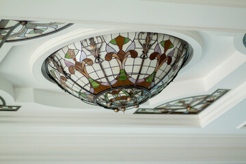 Hemispherical stained-glass window ornament art