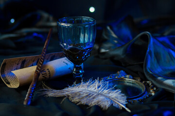 Fototapeta premium Blue Embossed Goblet Among Magical Things