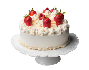 cake with strawberries isolated on transparent background